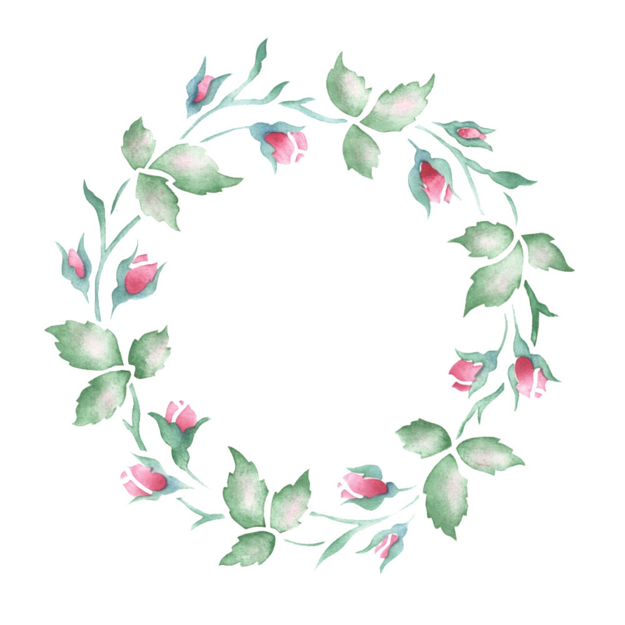 Rosebud Wreath Wall Stencil | 1707 by Designer Stencils | Floral Stencils | Reusable for Painting on Walls, Canvas, Wood Easy to Use & Clean